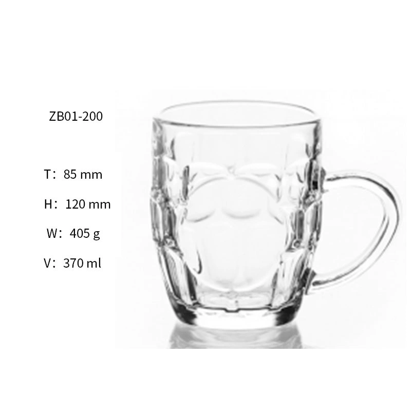 Glass Beer Mugs with Handle Glassware Beverage Drinking Cups for Water Wine Juice and Bar Dining