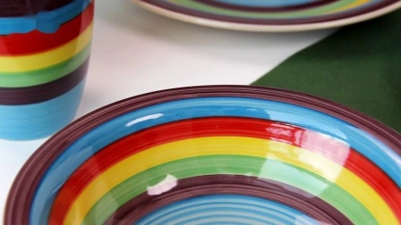 Conjunto de jantar de cerâmica estilo boêmio personalizado com 16 peças de vidro colorido com cores extravagantes