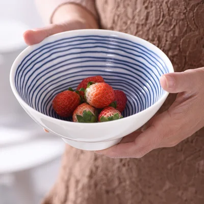 Tigela de cerâmica Utensílios de mesa impressos Salada Macarrão Armazenamento Tigela de arroz Personalidade criativa Tigela de 4,3 polegadas