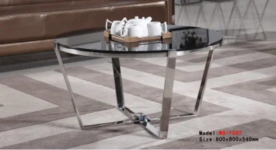 Conjunto de mesa de centro grande e pequeno com tampo redondo de mármore