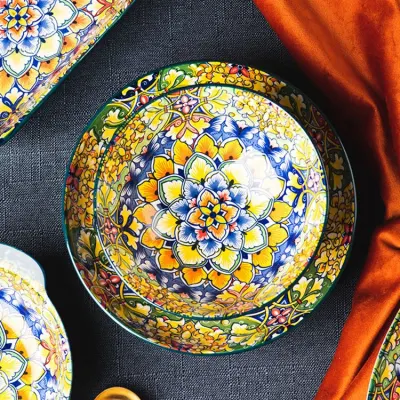 Utensílios de mesa de cerâmica tigela de salada criativa boêmia 6,25 polegadas tigela profunda personalizada